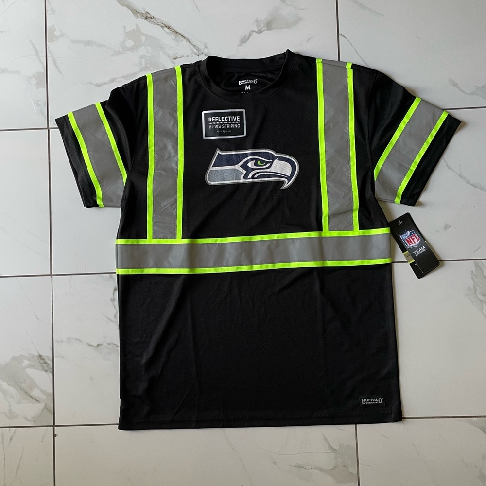 Reflective Black Safety Tee with Neon Accents